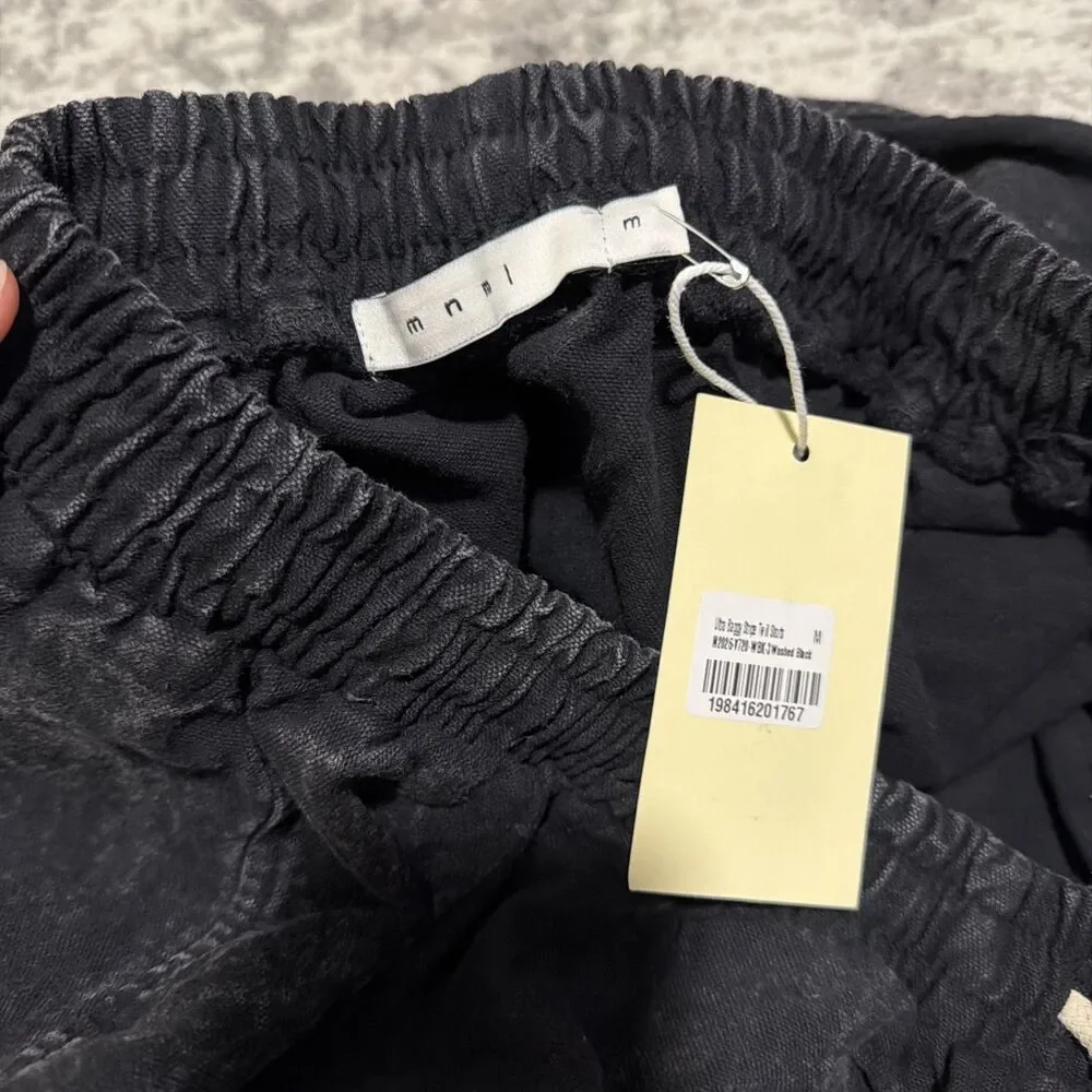 Mnml ULTRA BAGGY STRIPE TWILL SHORTS Washed Black M